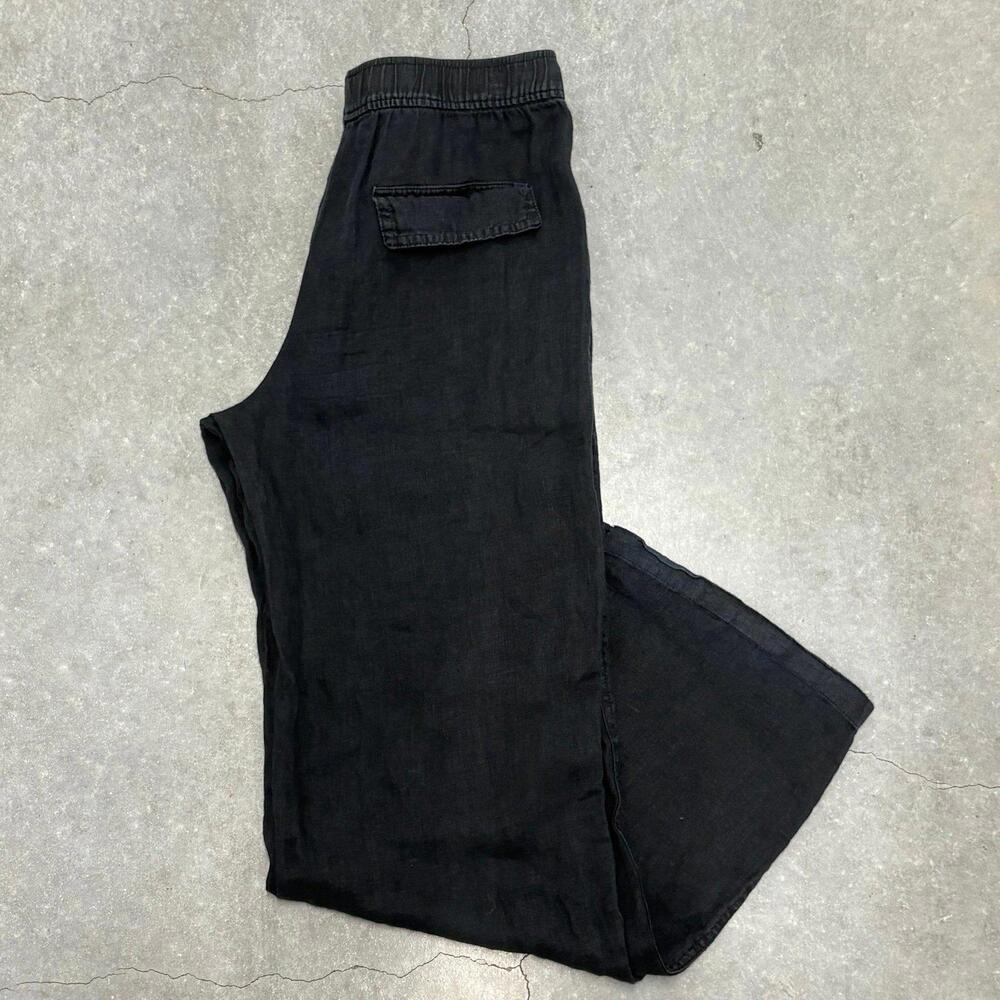 ZARA Black Linen Wide Leg Pants - Picture 4 of 4